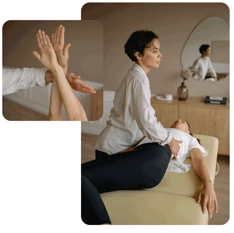 Therapeutin wendet manuelle Therapie Nürnberg bei einer Patientin an.