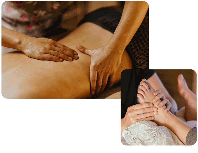 massage-und-reflexzonentherapie Es wird ein Rücken und Füße massiert, es handelt sich um klassische Massage sowie Reflexzonentherapie