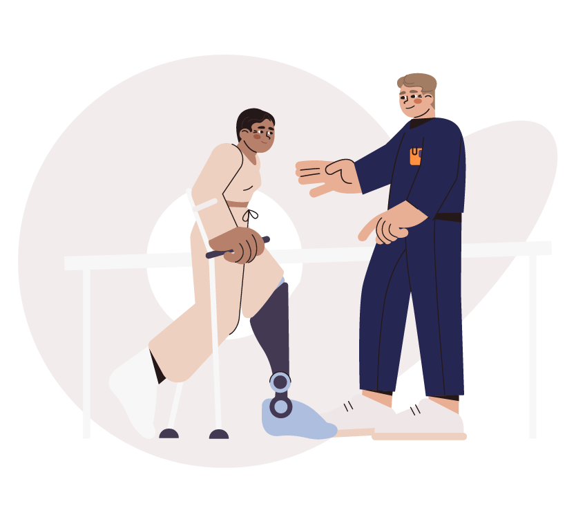 Ein Physiotherapeut hilft einem Patienten bei der Rehabilitation, eventuell nach einem Sportunfall, Physiotherapie Nürnberg kann bei der Genesung helfen