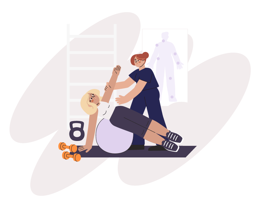 Eine Physiotherapeutin macht Krankengymnastik mit einer Patientin in der SK Physiotherapiepraxis in Nürnberg